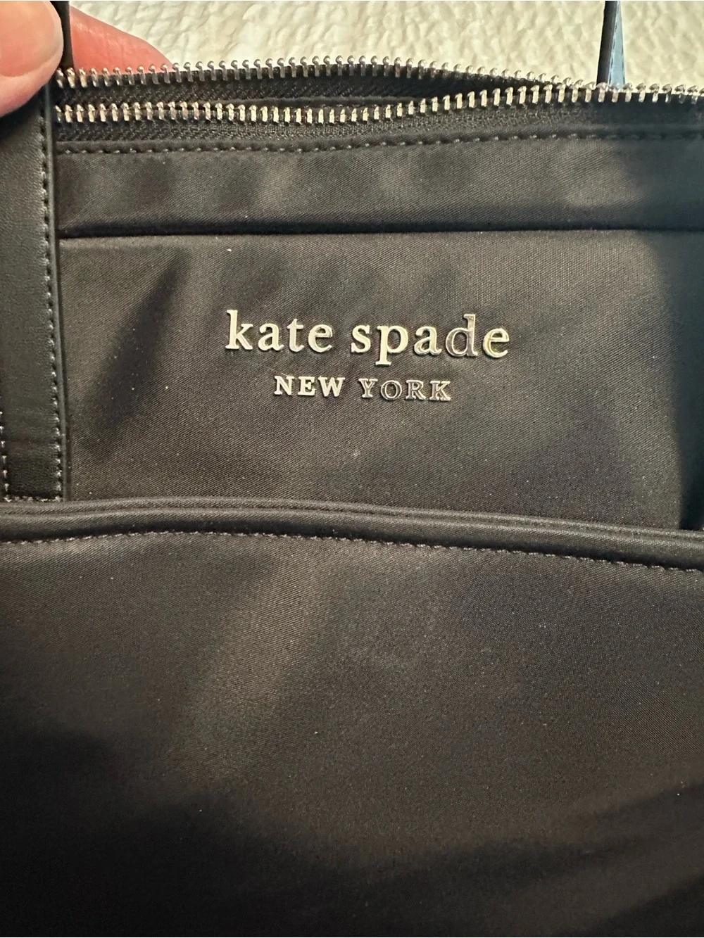 kate spade Black Nylon Tote with Silver Logo Hardware